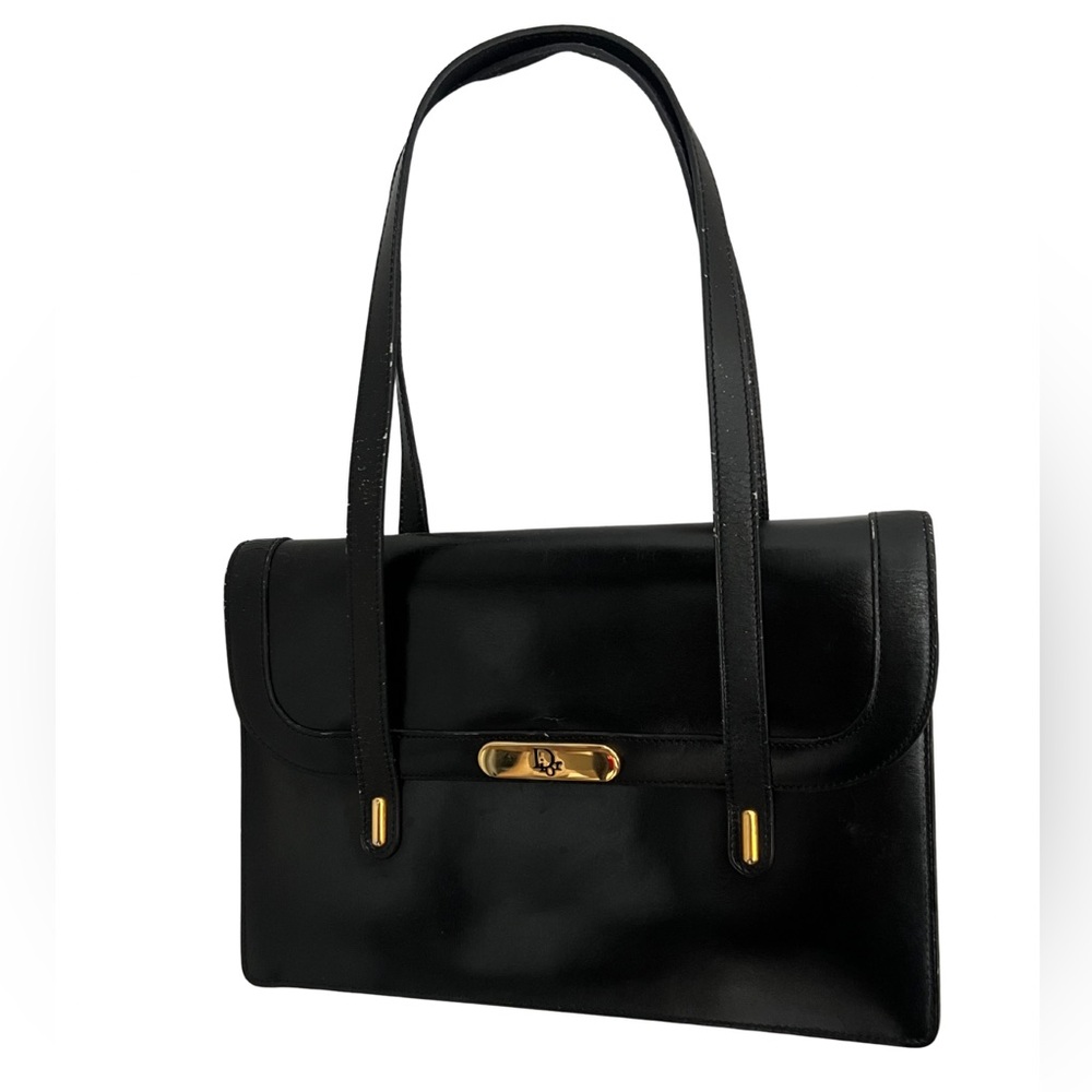 Dior Black Shoulder Bag with Gold Accents